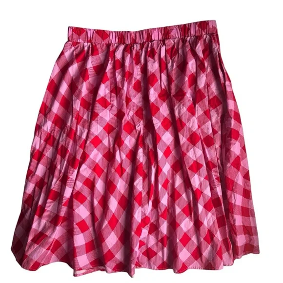 Scoop Skirt Crop Top Set Pink Red Checkered Picnic Summer XL - Picture 8 of 14
